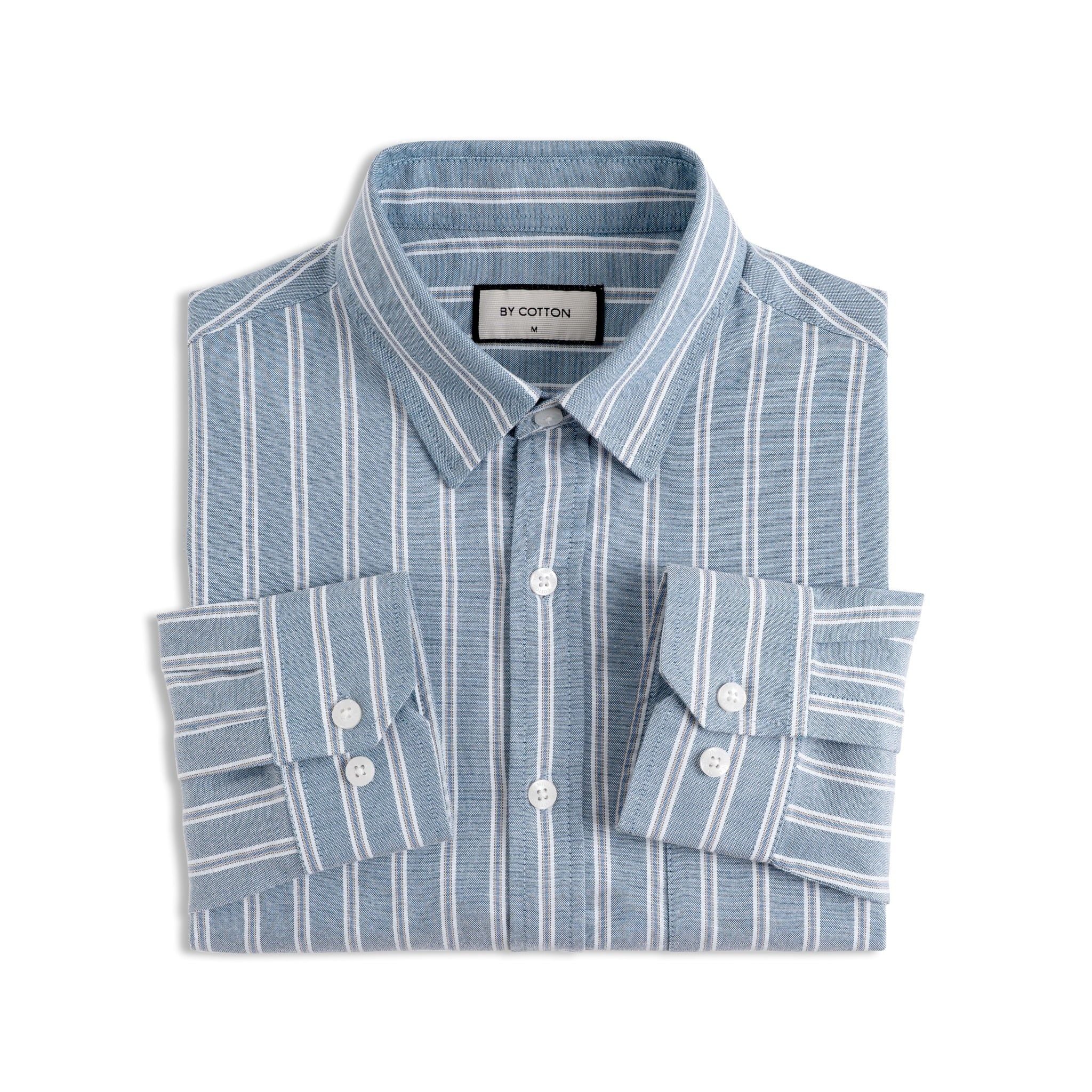 Áo Sơ Mi Nam By Cotton Oxford Xanh Than Sọc