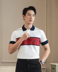 Áo Thun Polo By Cotton In Sọc Ngực Xanh Đen Đỏ