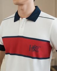 Áo Thun Polo By Cotton In Sọc Ngực Xanh Đen Đỏ