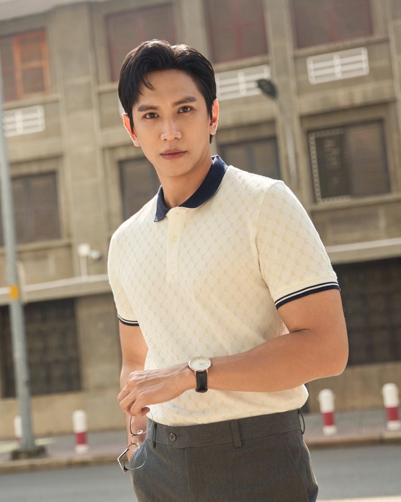 Áo Thun Polo By Cotton Pique Trắng In Tràn Monogram BC