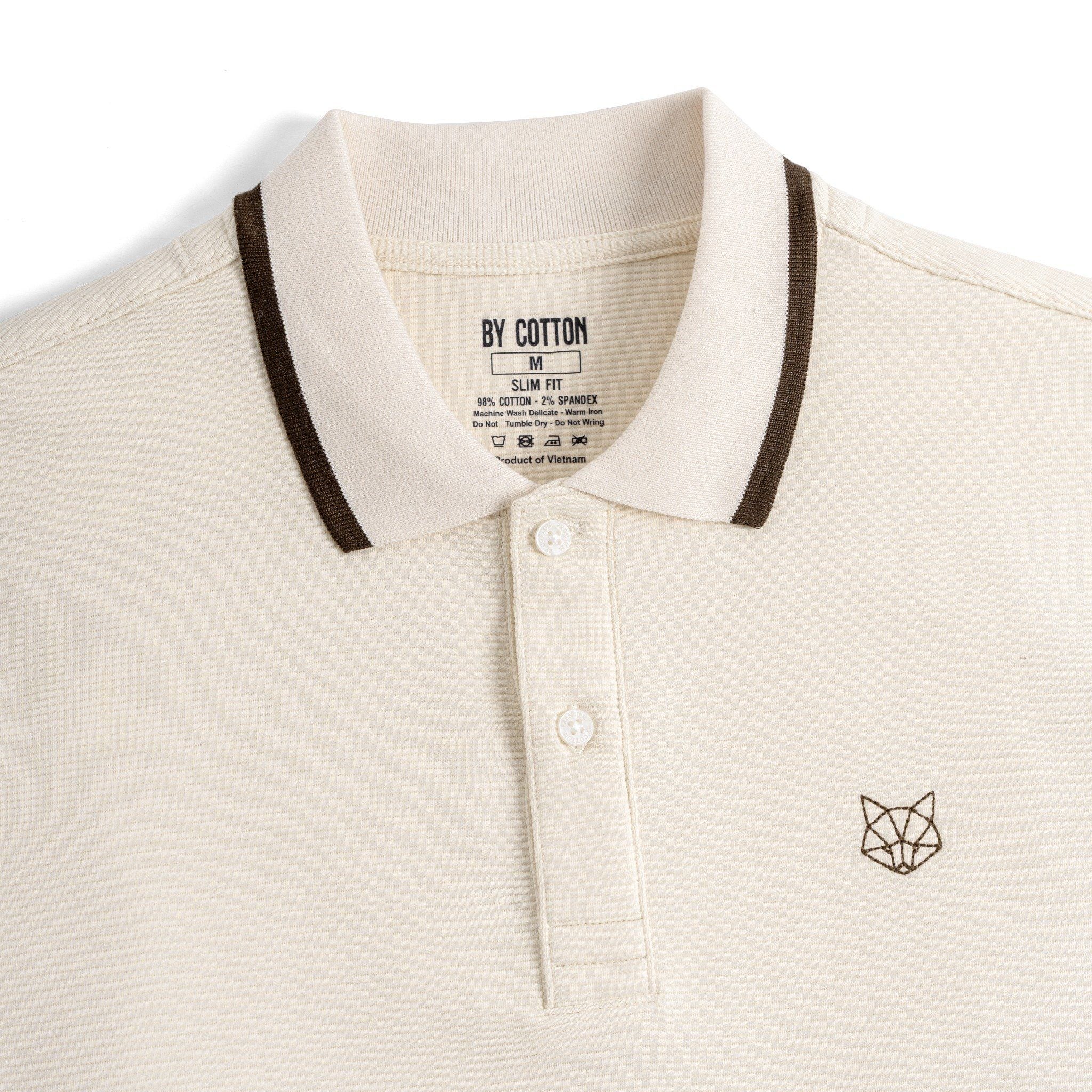 Áo Thun Polo By Cotton Gân Trắng Fox