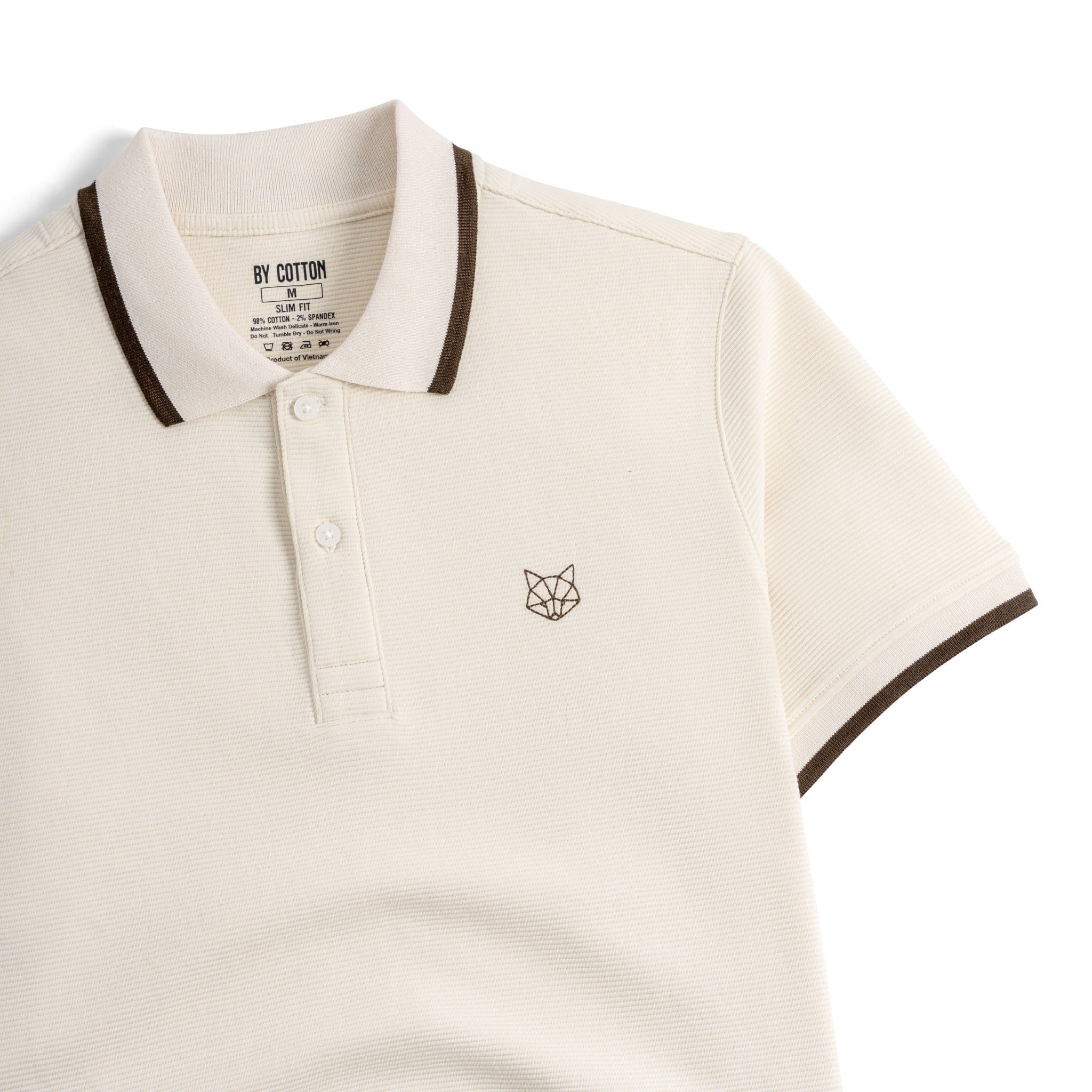 Áo Thun Polo By Cotton Gân Trắng Fox