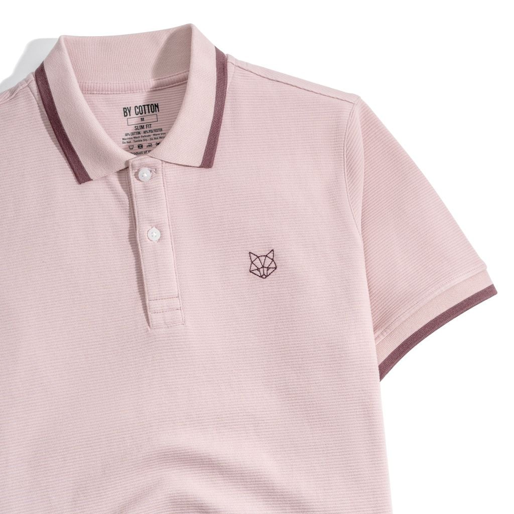 Áo Thun Polo By Cotton Gân Tím Thêu Fox