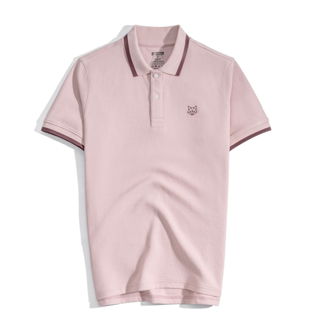 Áo Thun Polo By Cotton Gân Tím Thêu Fox