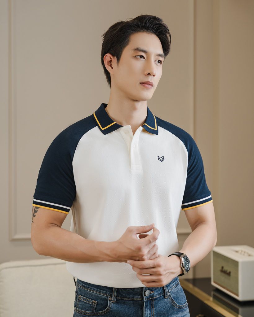 Áo Thun Polo By Cotton Raglan Thêu Fox Phối Bo