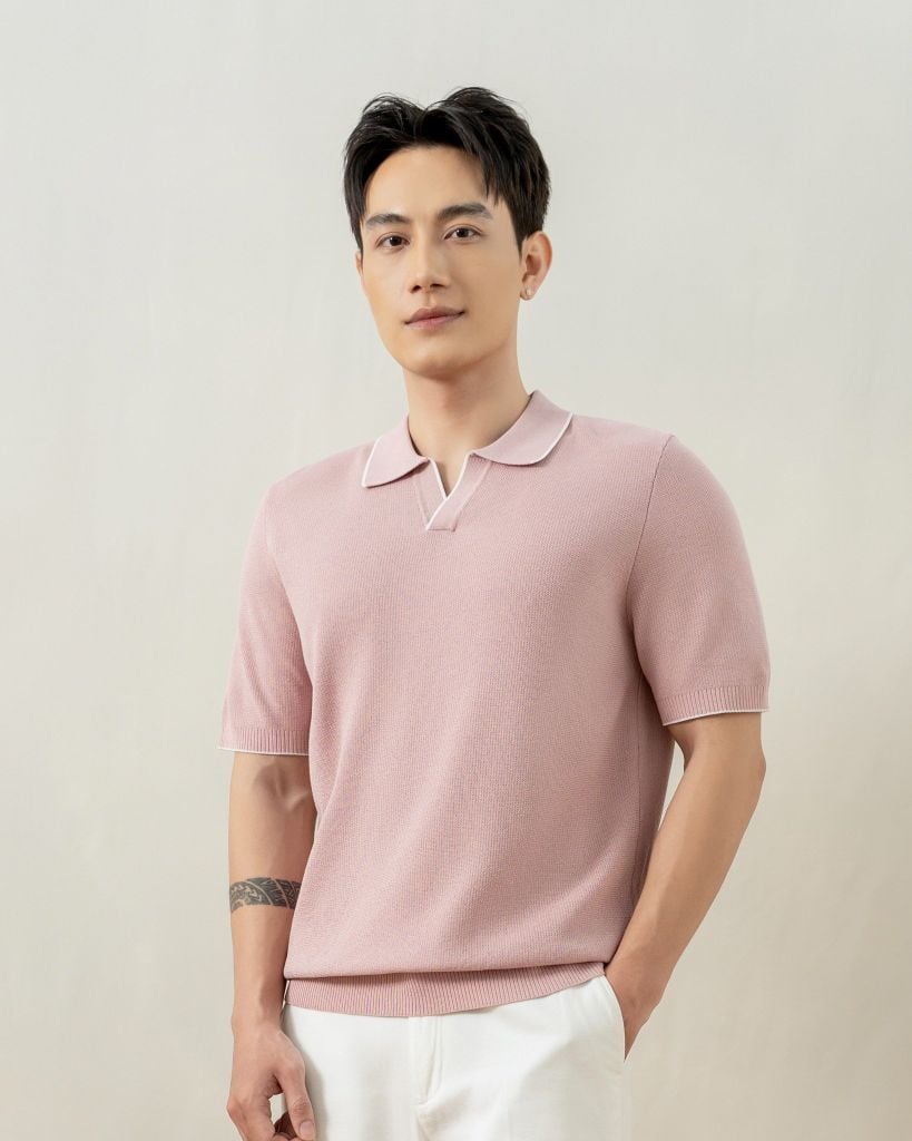 Áo Polo Dệt Kim By Cotton Visco Hồng