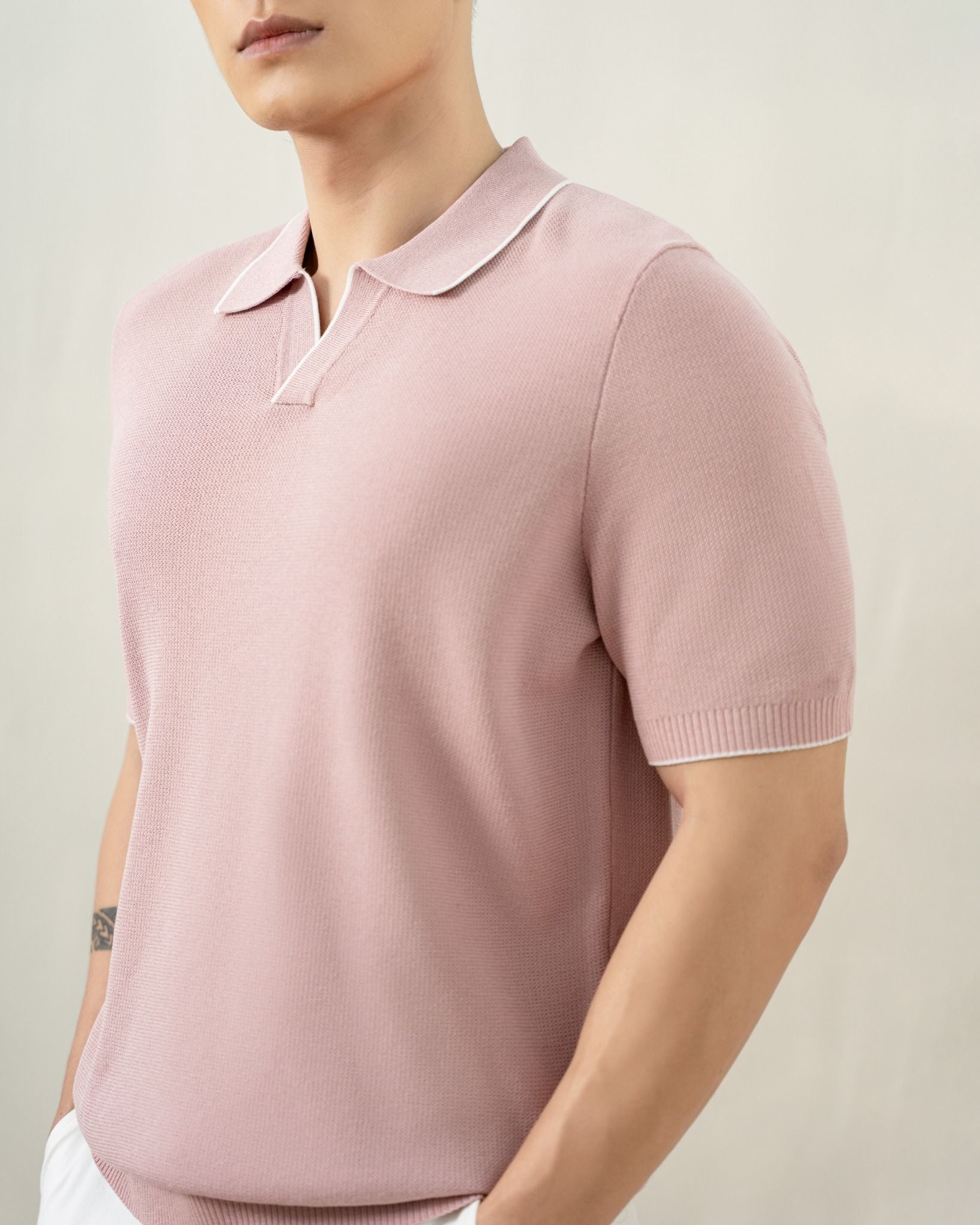 Áo Polo Dệt Kim By Cotton Visco Hồng