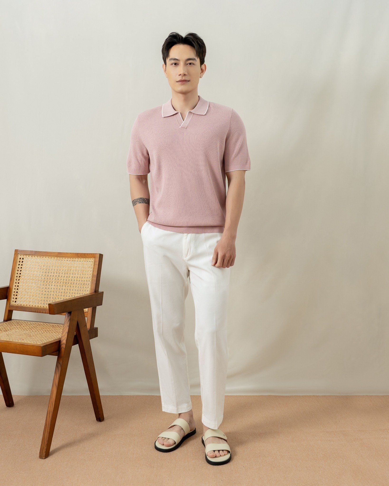 Áo Polo Dệt Kim By Cotton Visco Hồng