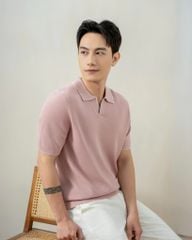 Áo Polo Dệt Kim By Cotton Visco Hồng
