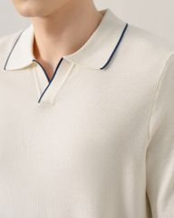Áo Polo Dệt Kim By Cotton Visco Kem