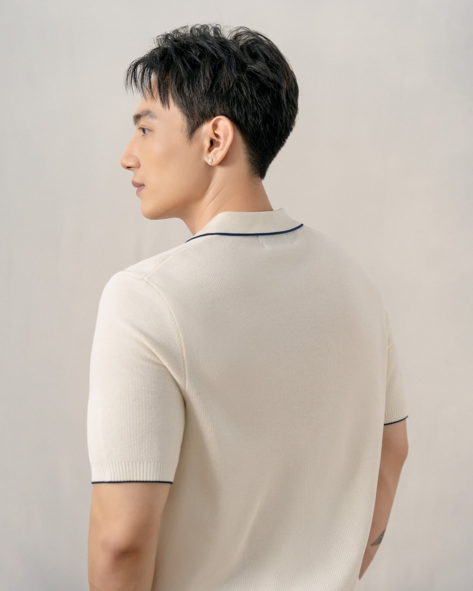 Áo Polo Dệt Kim By Cotton Visco Kem