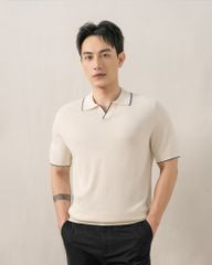 Áo Polo Dệt Kim By Cotton Visco Kem