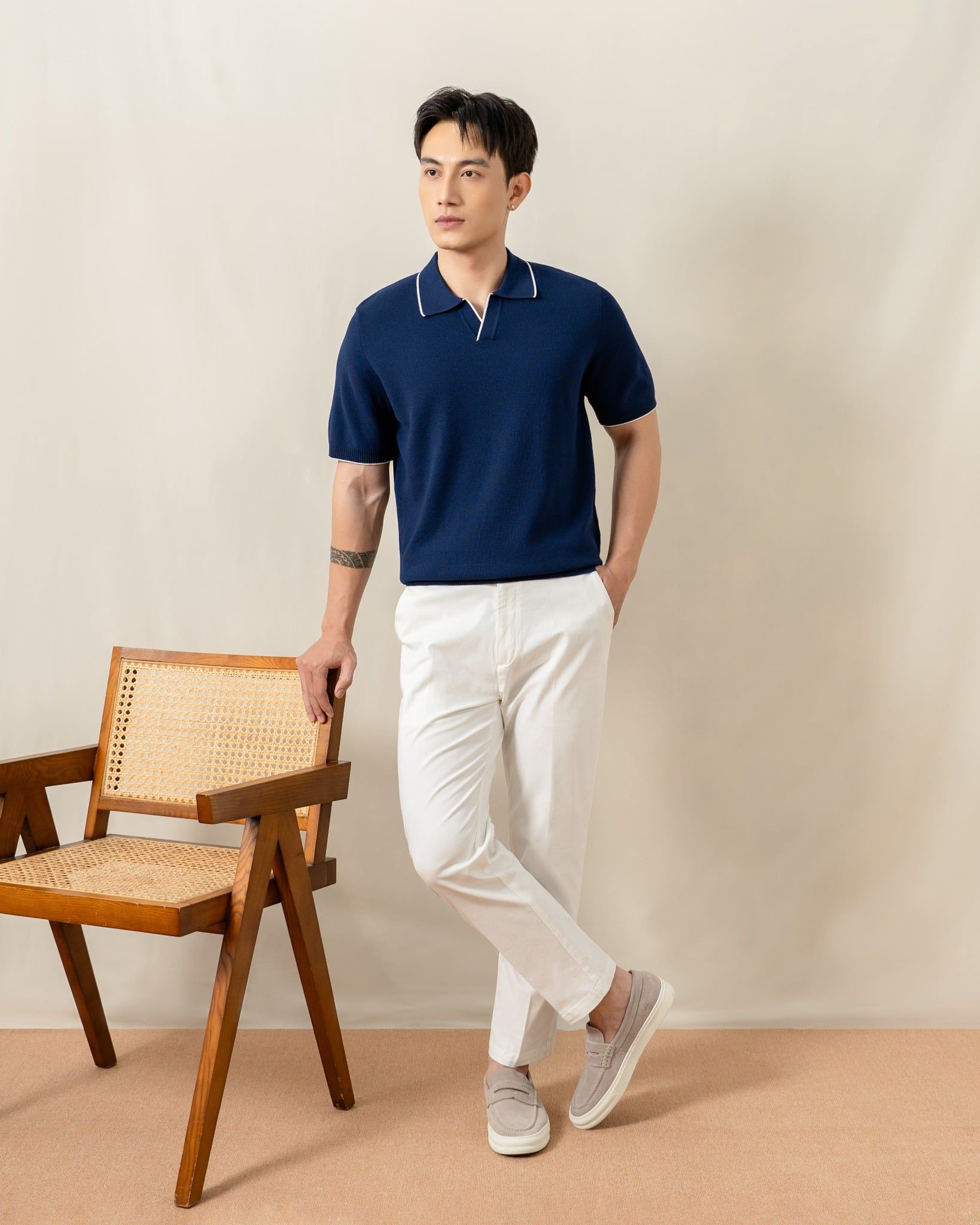 Áo Polo Dệt Kim By Cotton Visco Xanh Đen