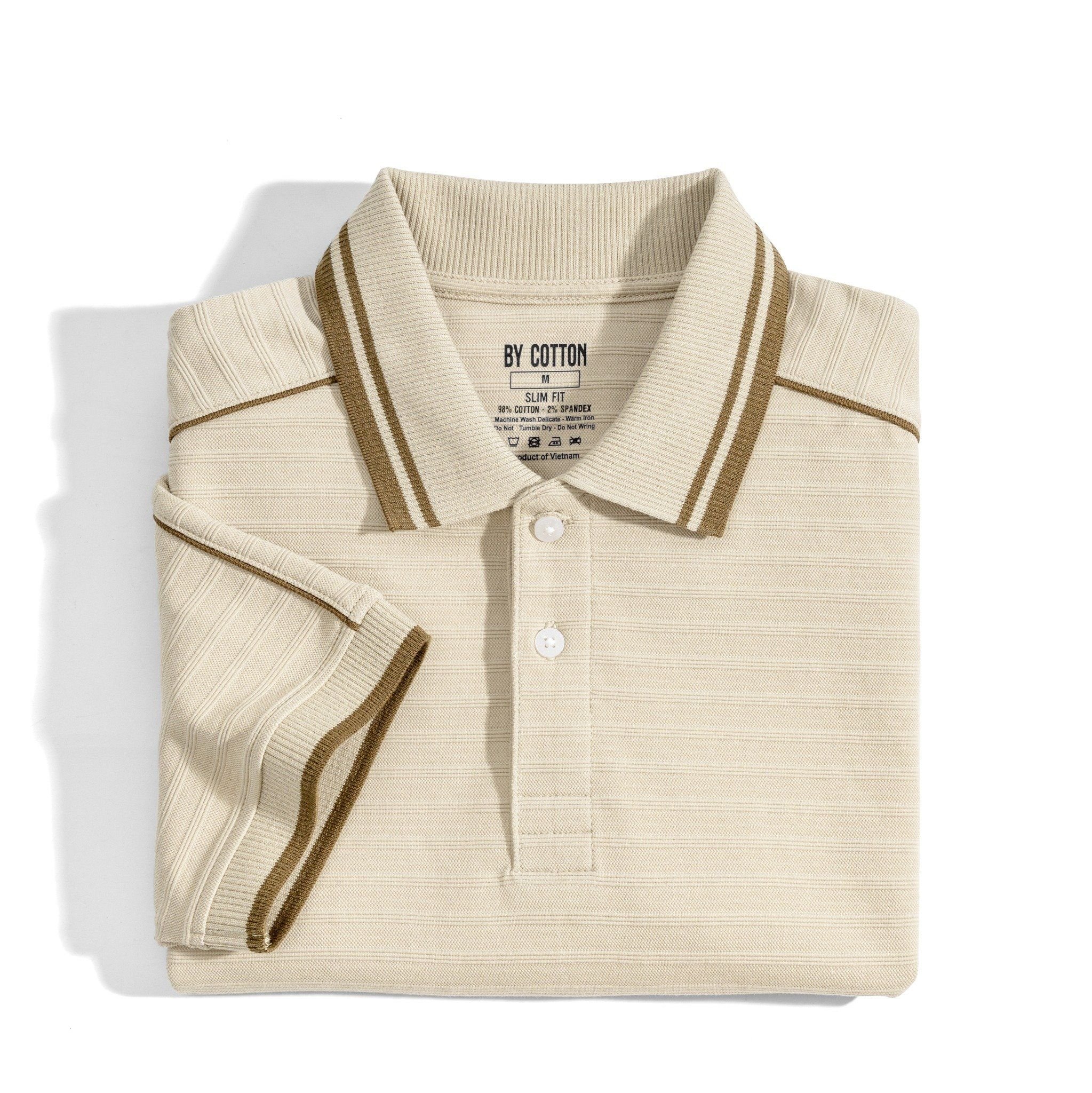 Áo Thun Polo Nam By Cotton Gân Be Viền Vai