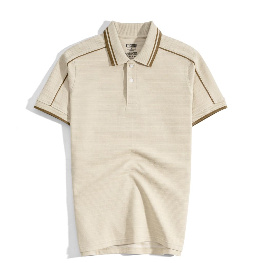 Áo Thun Polo Nam By Cotton Gân Be Viền Vai