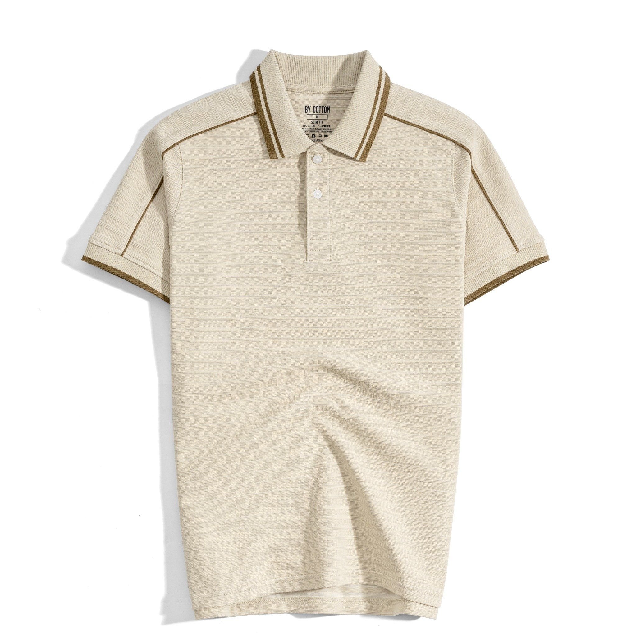 Áo Thun Polo Nam By Cotton Gân Be Viền Vai