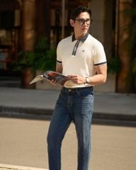 Áo Thun Polo Nam By Cotton Gân Kem Thêu Fox Phối Bo