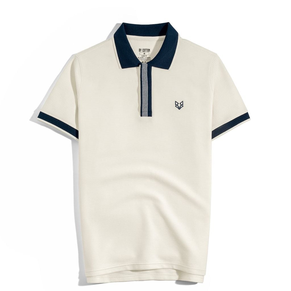 Áo Thun Polo Nam By Cotton Gân Kem Thêu Fox Phối Bo
