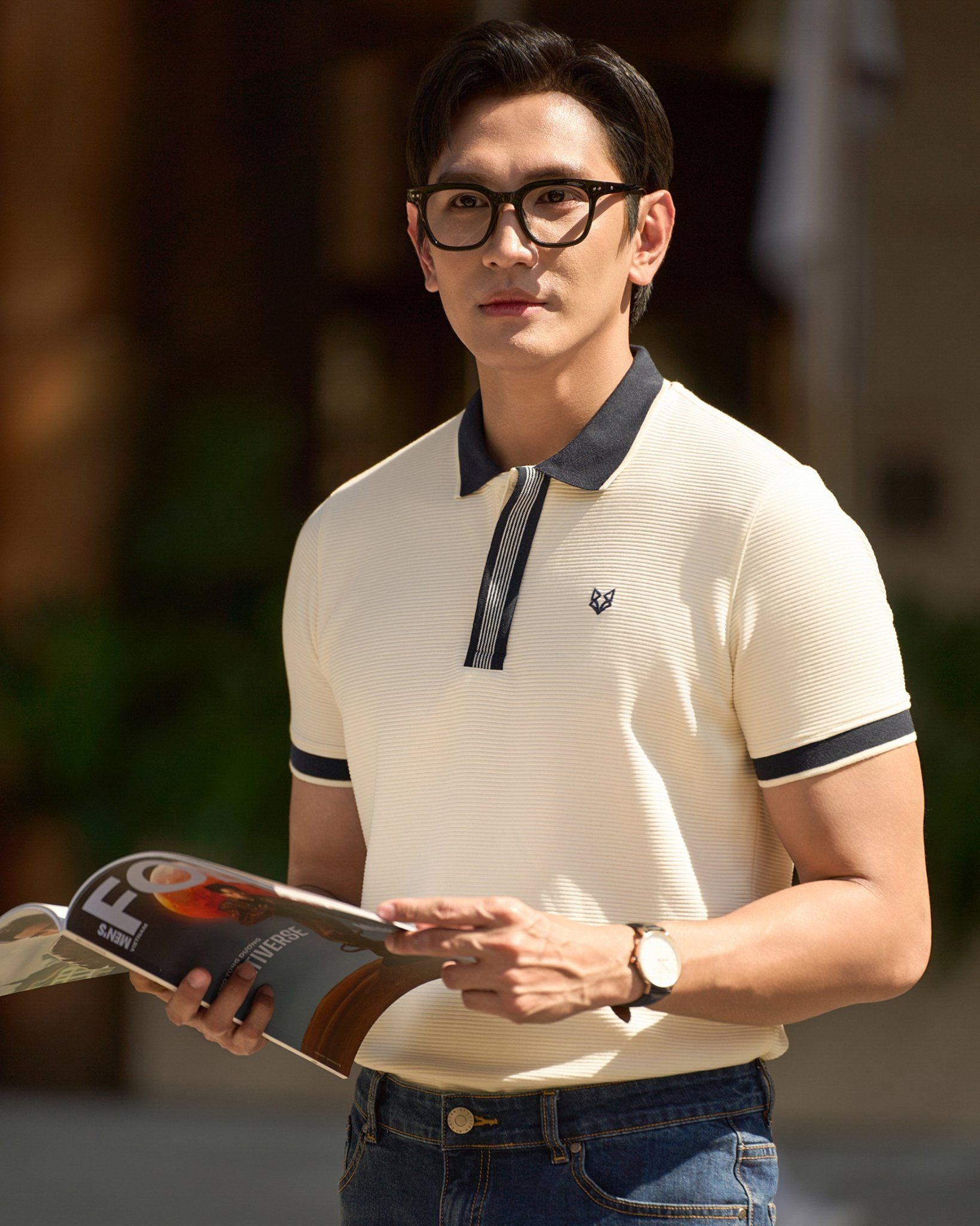 Áo Thun Polo Nam By Cotton Gân Kem Thêu Fox Phối Bo