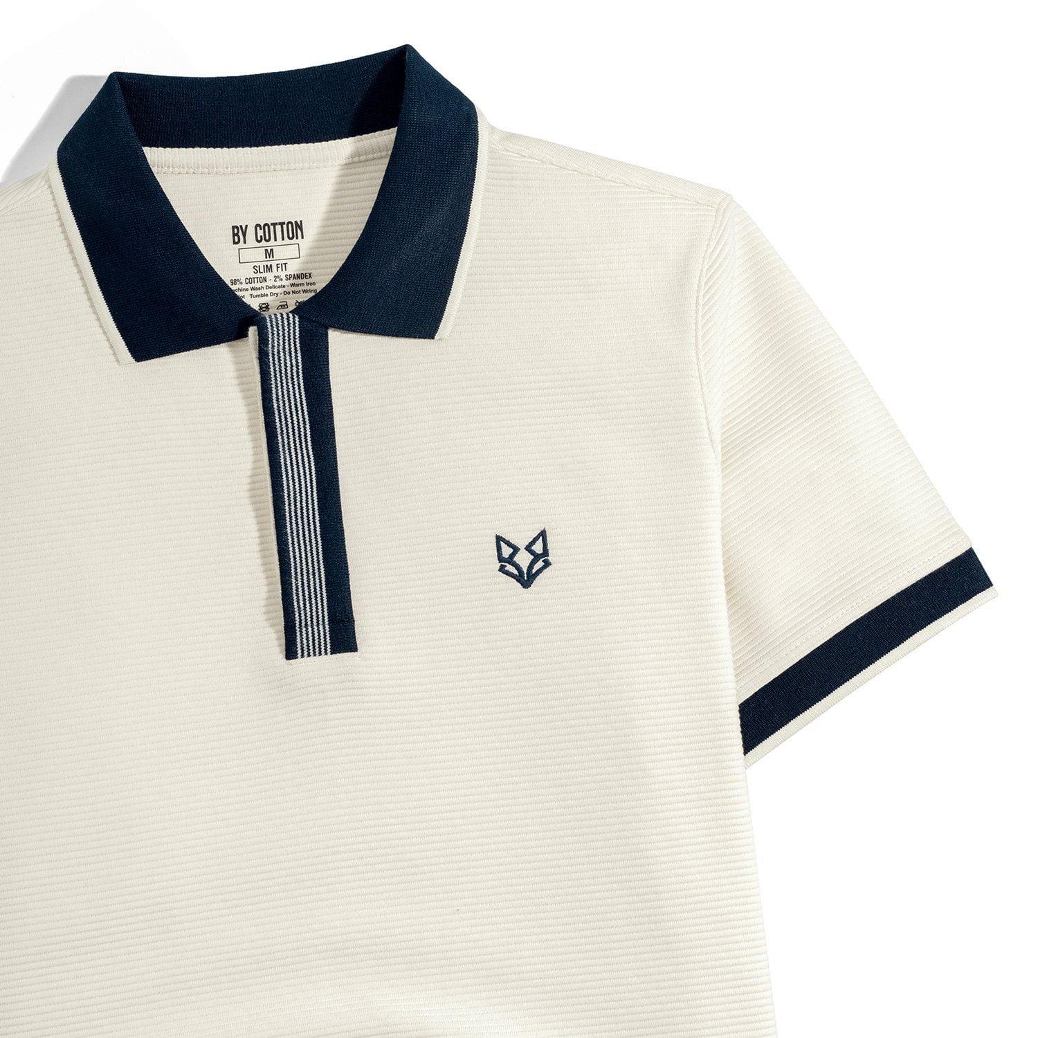 Áo Thun Polo Nam By Cotton Gân Kem Thêu Fox Phối Bo