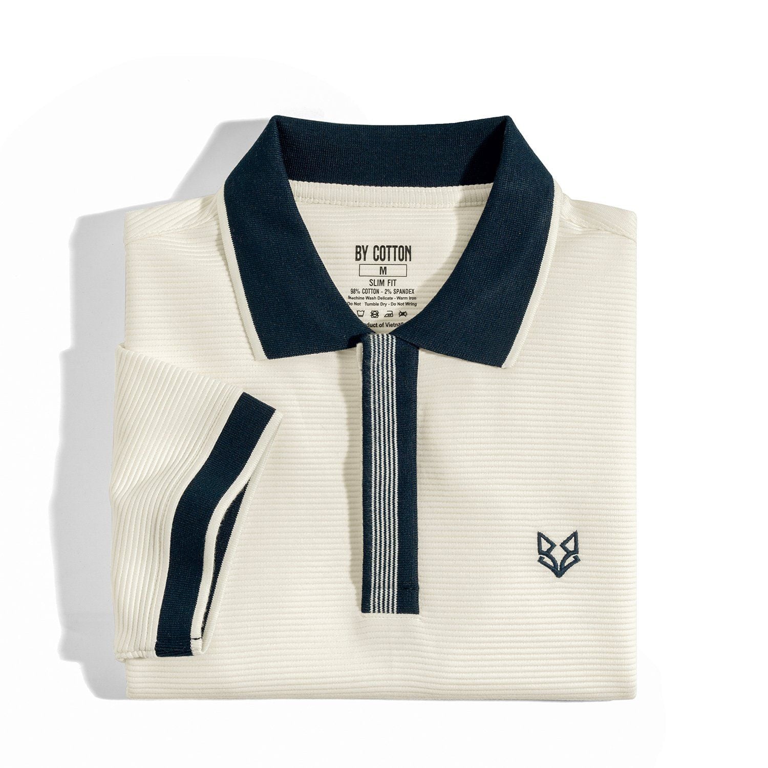 Áo Thun Polo Nam By Cotton Gân Kem Thêu Fox Phối Bo