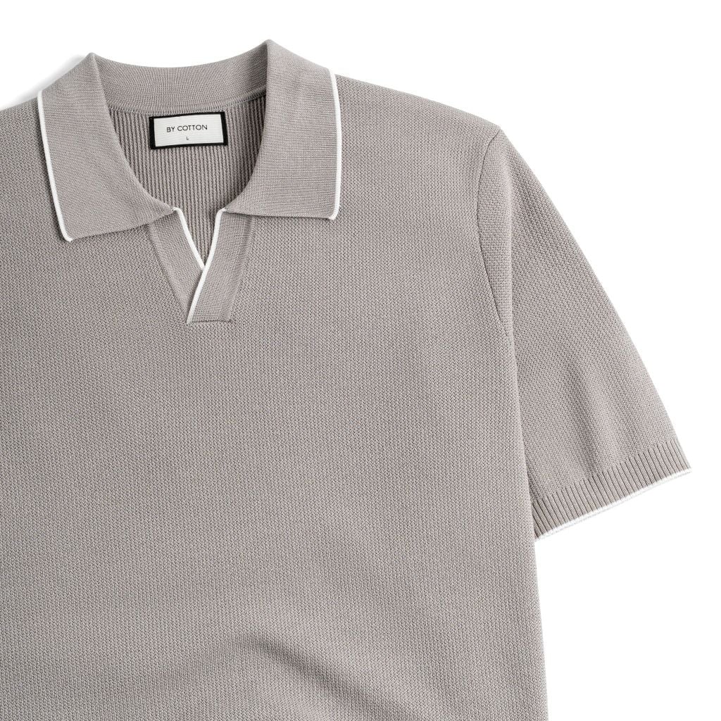Áo Polo Dệt Kim By Cotton Visco Nâu Xám