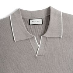 Áo Polo Dệt Kim By Cotton Visco Nâu Xám