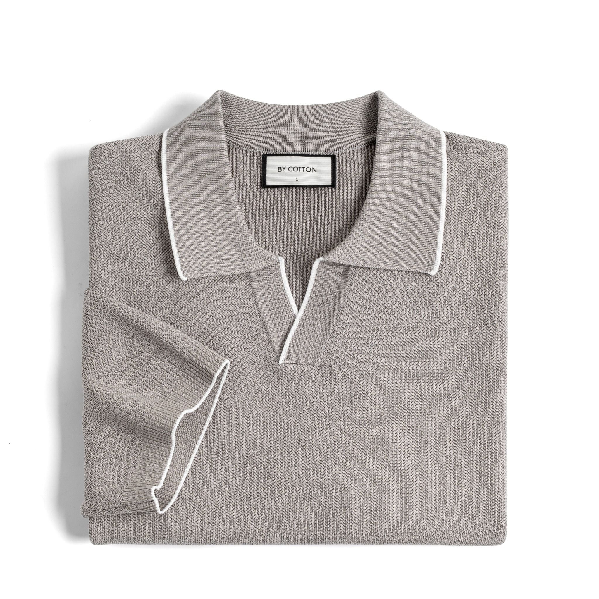 Áo Polo Dệt Kim By Cotton Visco Nâu Xám