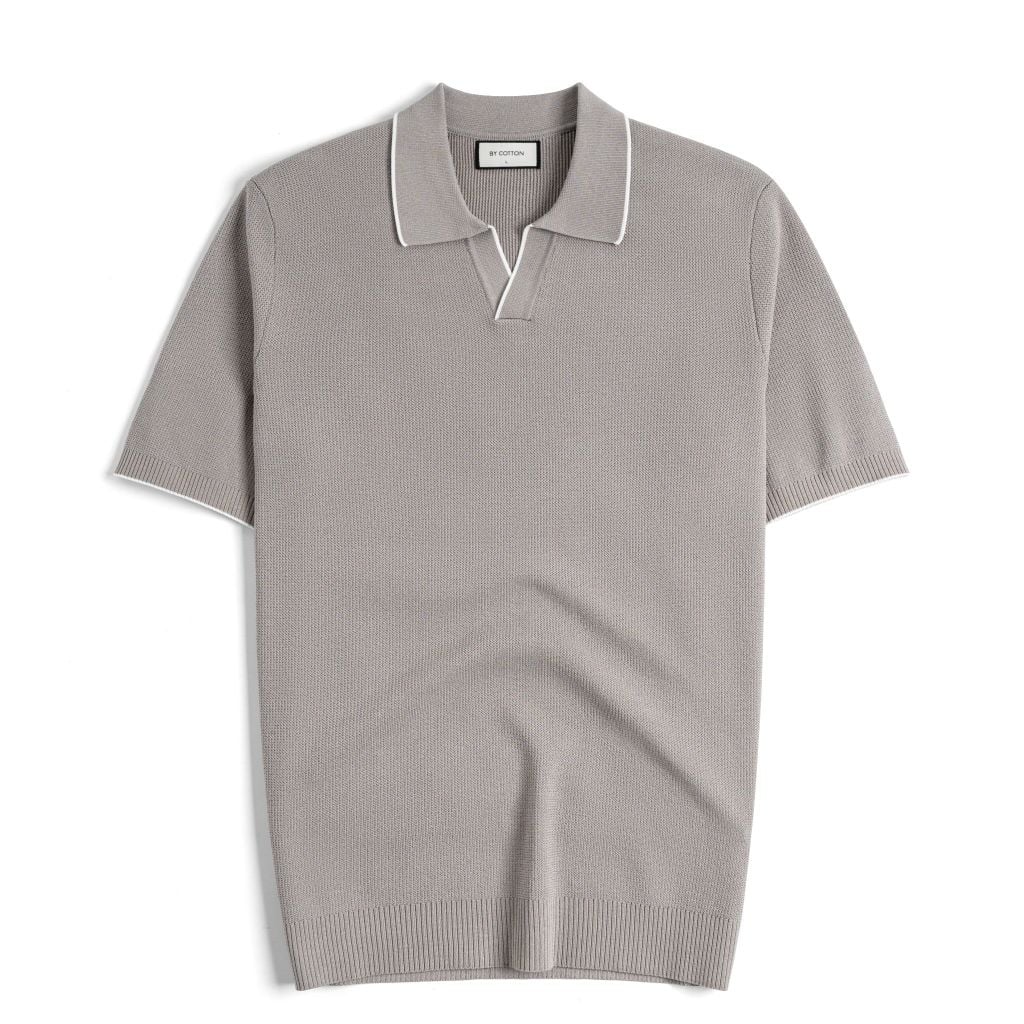 Áo Polo Dệt Kim By Cotton Visco Nâu Xám