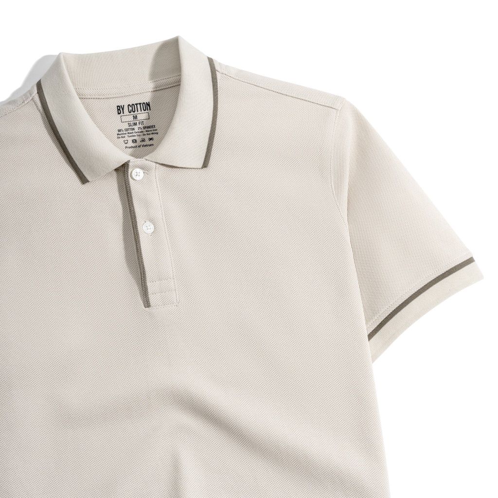 Áo Thun Polo Nam By Cotton Pique 3.0 - Kem Viền Bo