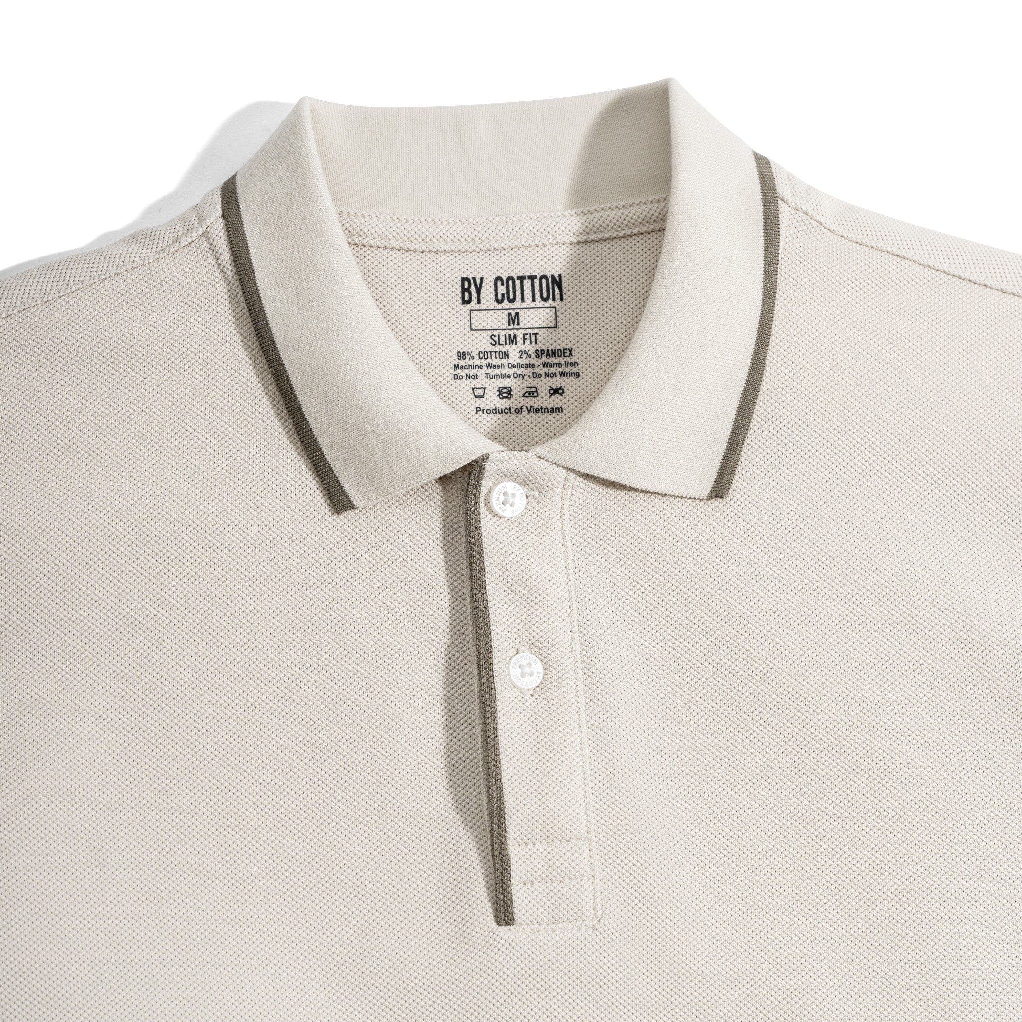 Áo Thun Polo Nam By Cotton Pique 3.0 - Kem Viền Bo