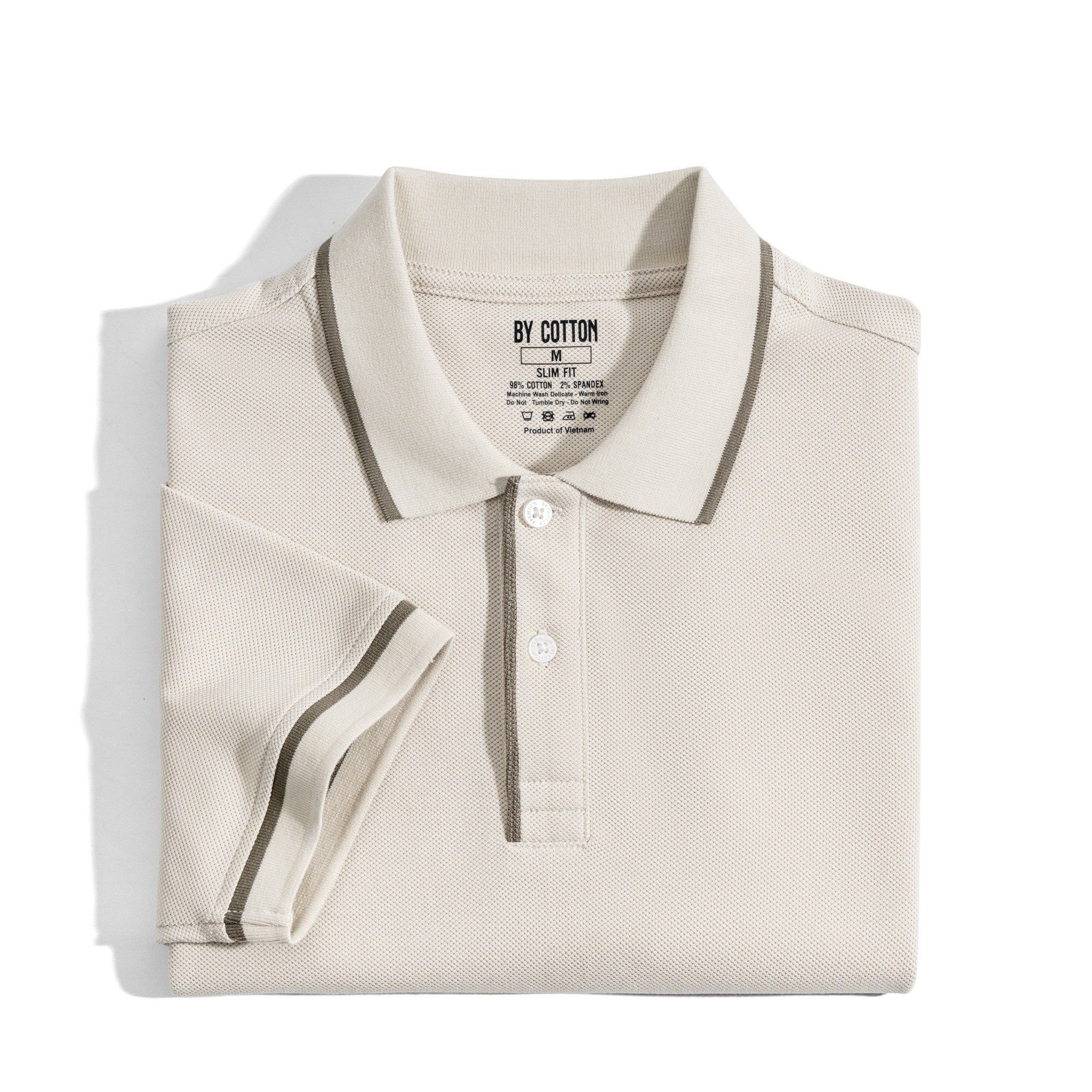 Áo Thun Polo Nam By Cotton Pique 3.0 - Kem Viền Bo