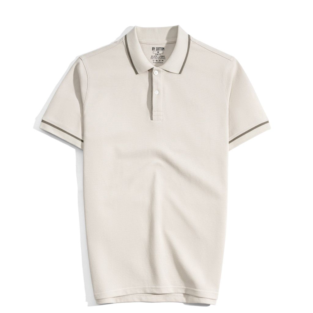 Áo Thun Polo Nam By Cotton Pique 3.0 - Kem Viền Bo