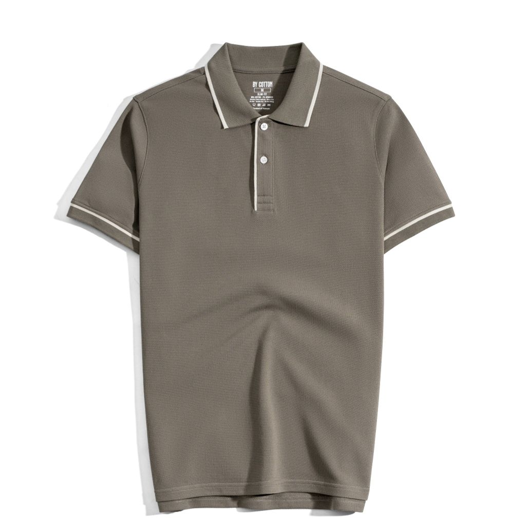 Áo Thun Polo Nam By Cotton Pique 3.0 - Nâu Rêu Viền Bo