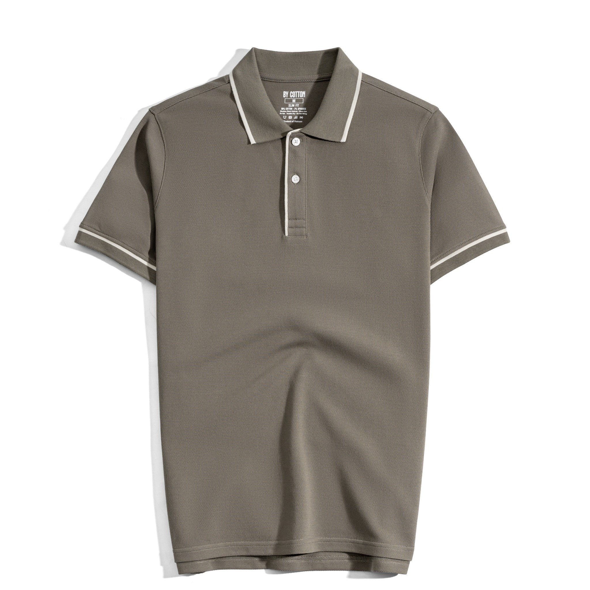Áo Thun Polo Nam By Cotton Pique 3.0 - Nâu Rêu Viền Bo