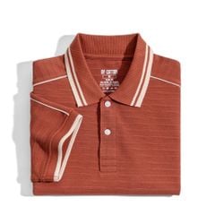 Áo Thun Polo Nam By Cotton Gân Cam Gạch Viền Vai