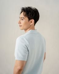 Áo Polo Dệt Kim By Cotton Melange Xanh Nhạt