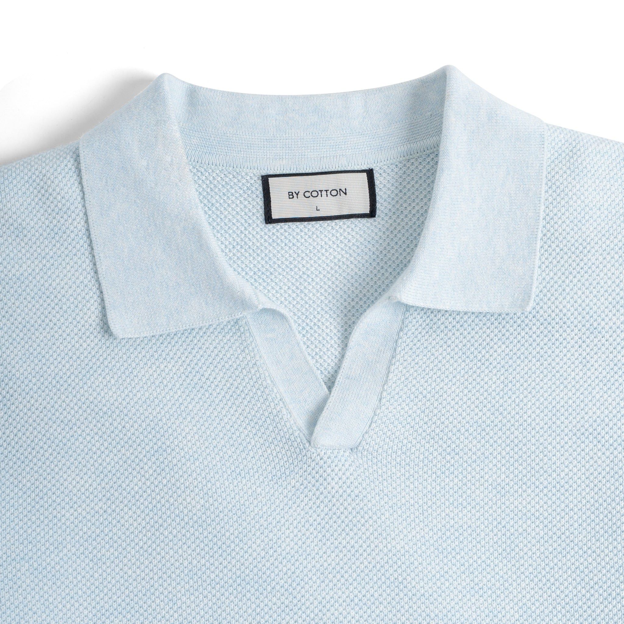 Áo Polo Dệt Kim By Cotton Melange Xanh Nhạt