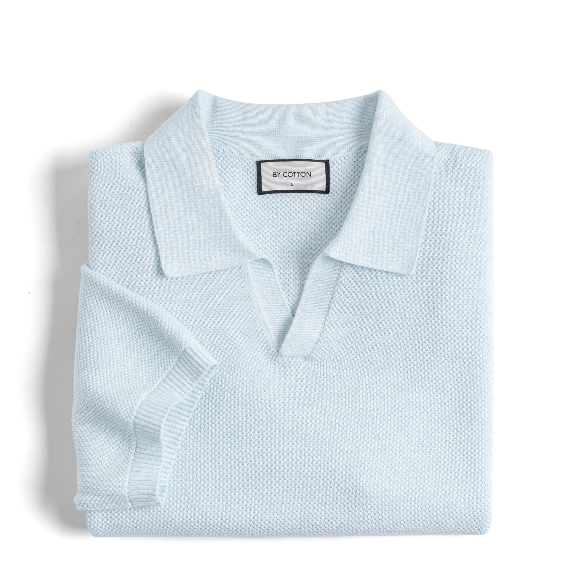 Áo Polo Dệt Kim By Cotton Melange Xanh Nhạt