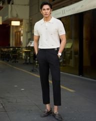 Áo Thun Polo Dệt Kim Cao Cấp Trắng Thêu Bee
