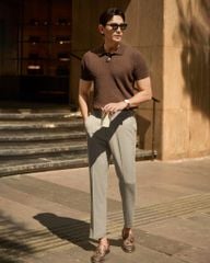 Áo Thun Polo Dệt Kim Twist - Nâu