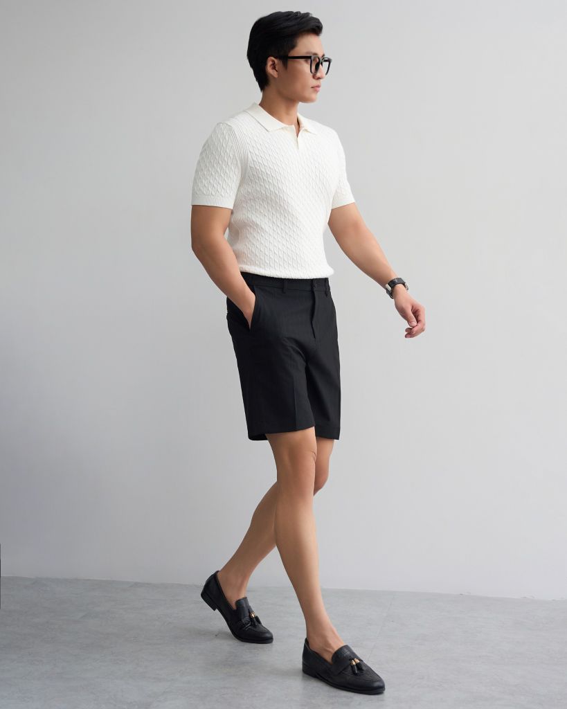 Áo Thun Polo Dệt Kim Twist - Trắng