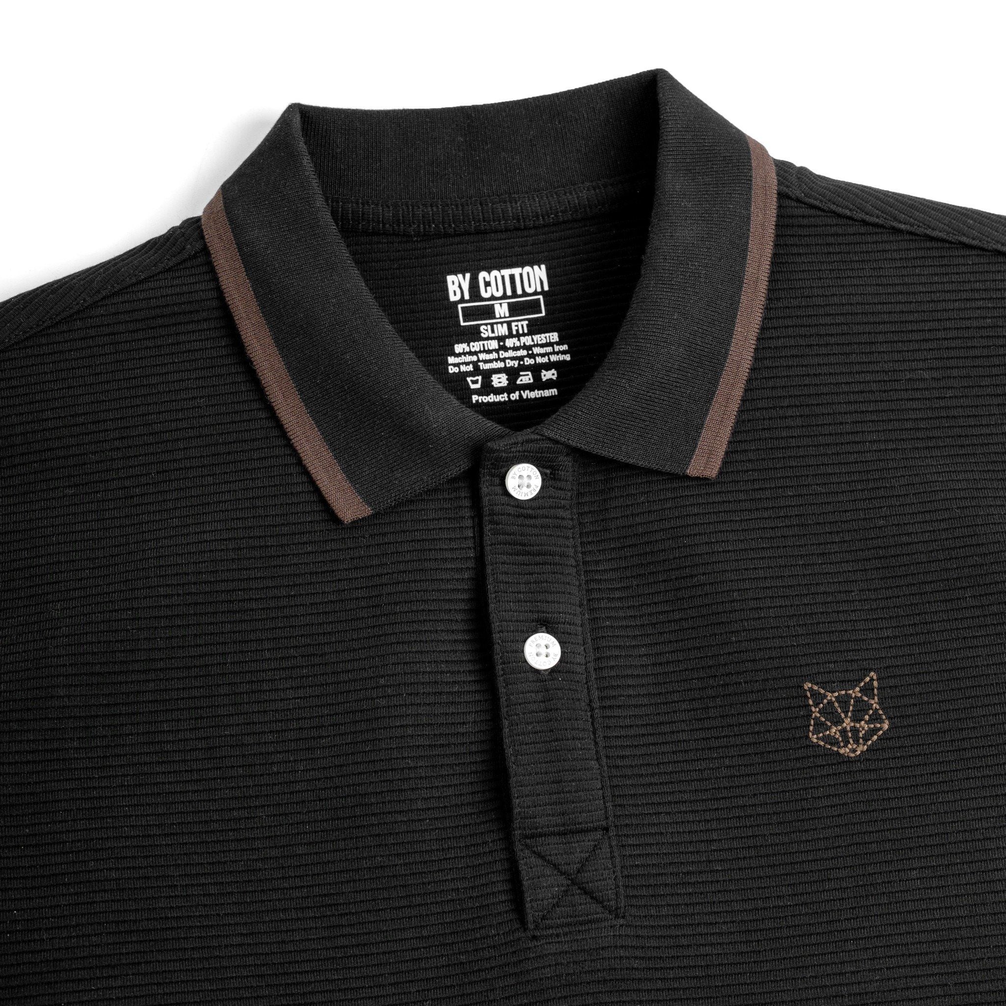 Áo Thun Polo By Cotton Gân Đen Fox