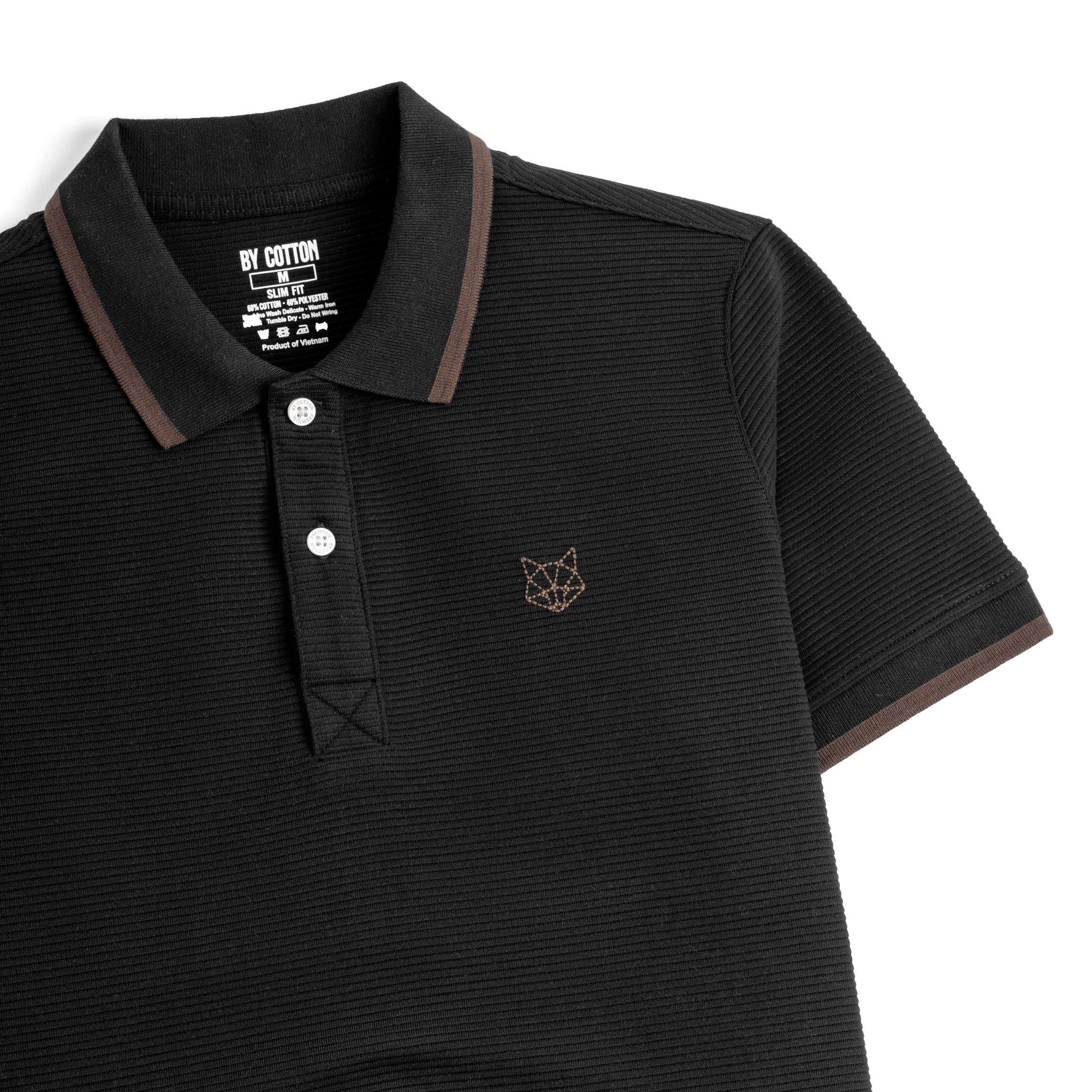 Áo Thun Polo By Cotton Gân Đen Fox