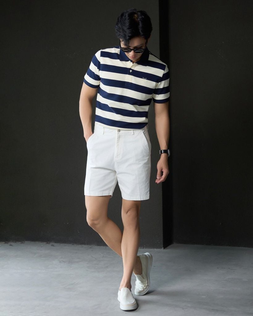 NAVY STRIPES FOX POLO