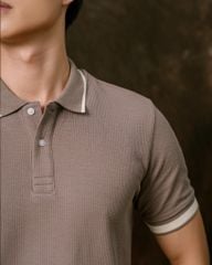 Áo Thun Polo Nam By Cotton Gân Nâu