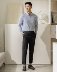 Áo Sơ Mi Sọc Nhuyễn Xanh Đậm Art Nhăn