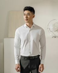 Áo Sơ Mi Nam Tay Dài Công Sở Bamboo Màu Trắng