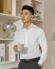 Áo Sơ Mi Nam Tay Dài Công Sở Bamboo Màu Trắng