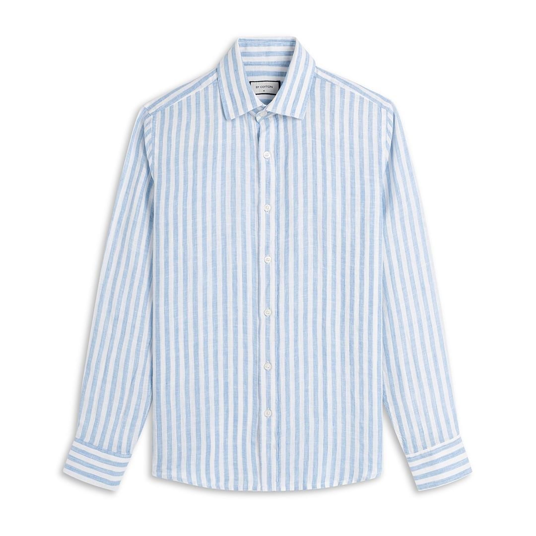 Áo Sơ Mi Premium Linen Trắng Sọc